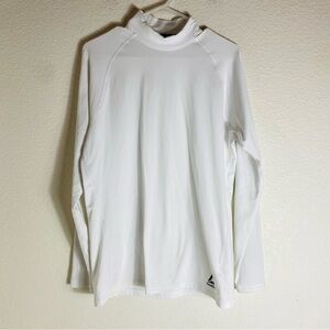 Reebok Mock Neck White Long Sleeve Fitness Shirt Size: L